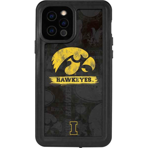 University of Iowa Hawkeyes Distressed Logo iPhone 12 Pro Waterproof Case