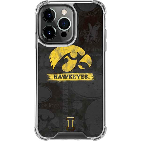 University of Iowa Hawkeyes Distressed Logo iPhone 13 Pro Clear Case