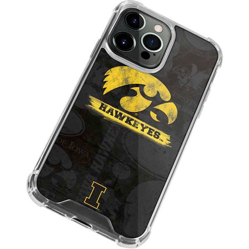 University of Iowa Hawkeyes Distressed Logo iPhone 13 Pro Clear Case