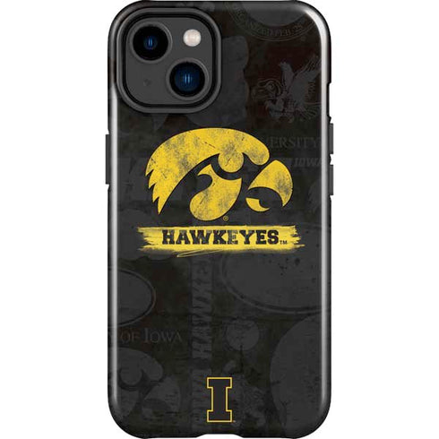 University of Iowa Hawkeyes Distressed Logo iPhone 14 Plus Impact Case