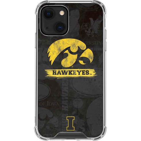 University of Iowa Hawkeyes Distressed Logo iPhone 14 Plus Clear Case