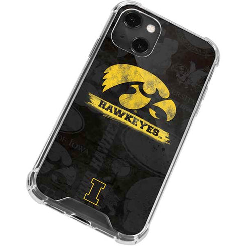 University of Iowa Hawkeyes Distressed Logo iPhone 14 Plus Clear Case