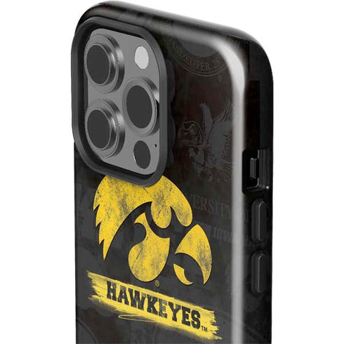 University of Iowa Hawkeyes Distressed Logo iPhone 14 Pro Impact Case