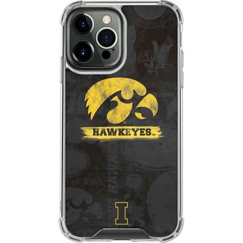 University of Iowa Hawkeyes Distressed Logo iPhone 14 Pro Max Clear Case