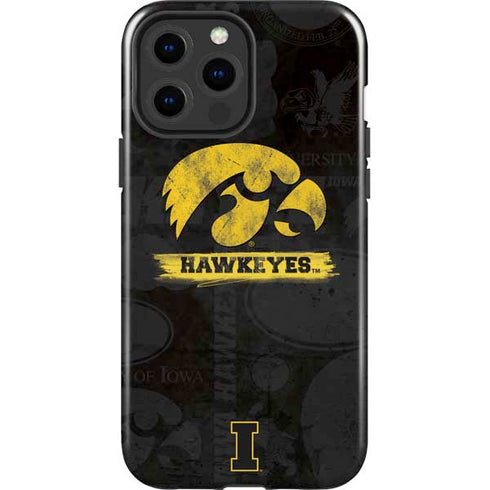 University of Iowa Hawkeyes Distressed Logo iPhone 15 Pro Max Impact Case