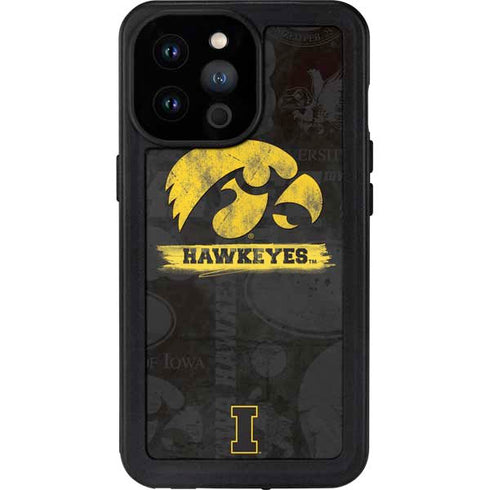 University of Iowa Hawkeyes Distressed Logo iPhone 14 Pro Max Waterproof Case