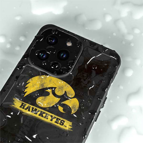 University of Iowa Hawkeyes Distressed Logo iPhone 14 Pro Max Waterproof Case