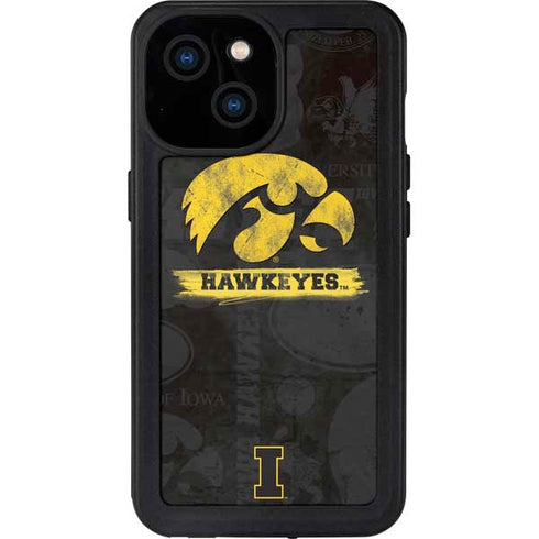 University of Iowa Hawkeyes Distressed Logo iPhone 15 Waterproof Case