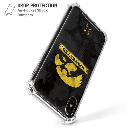 University of Iowa Hawkeyes Distressed Logo iPhone XS Max Clear Case