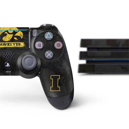 University of Iowa Hawkeyes Distressed Logo PS4 Pro Bundle Skin