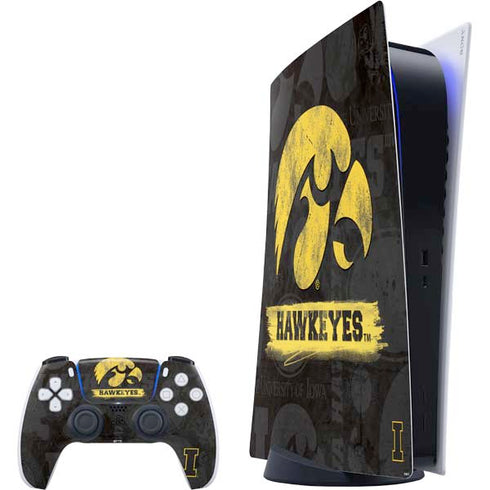 University of Iowa Hawkeyes Distressed Logo PS5 Digital Edition Bundle Skin