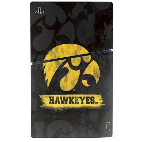 University of Iowa Hawkeyes Distressed Logo PS5 Slim Disk Bundle Skin