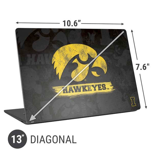University of Iowa Hawkeyes Distressed Logo Universal Laptop 13in (10.6 x 7.6in) Skin