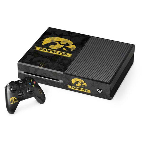 University of Iowa Hawkeyes Distressed Logo Xbox One Console and Controller Bundle Skin