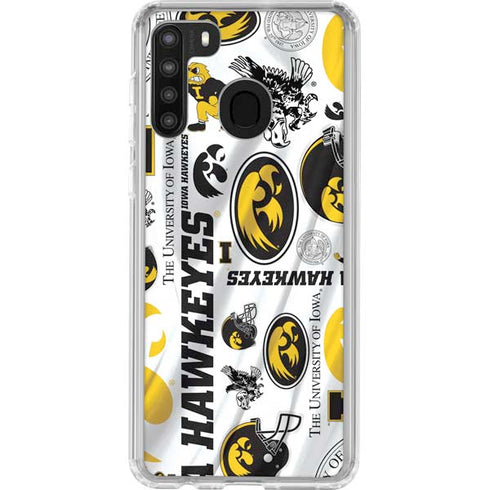 University of Iowa Hawkeyes Pattern Galaxy A21 Clear Case