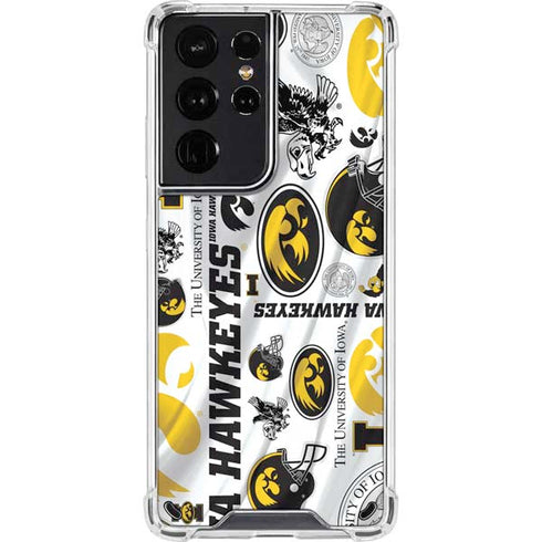 University of Iowa Hawkeyes Pattern Galaxy S21 Ultra 5G Clear Case