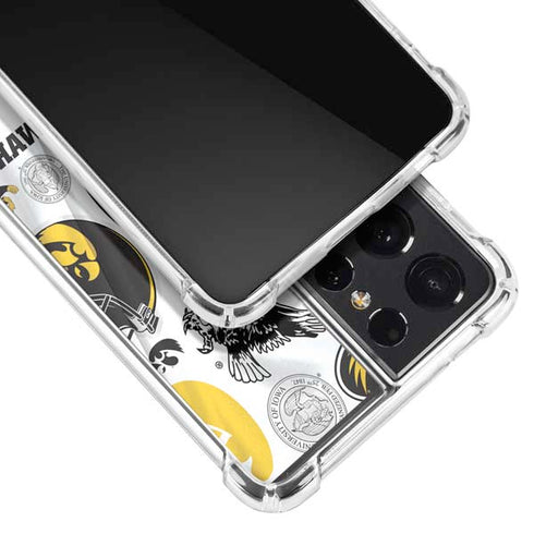 University of Iowa Hawkeyes Pattern Galaxy S21 Ultra 5G Clear Case