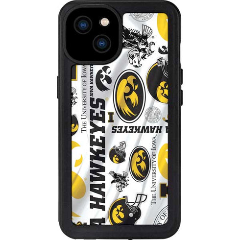 University of Iowa Hawkeyes Pattern iPhone 15 Plus Waterproof Case