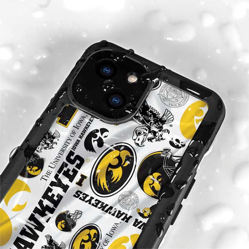 University of Iowa Hawkeyes Pattern iPhone 15 Plus Waterproof Case