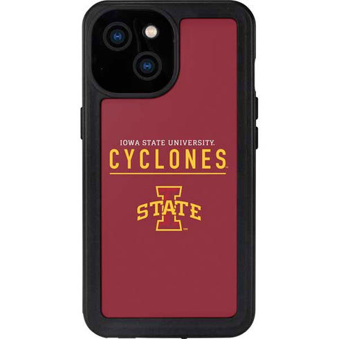 Iowa State University Athletic Text iPhone 13 Mini Waterproof Case