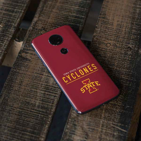 Iowa State University Athletic Text Moto E5 Plus Skin