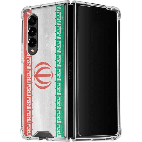 Iran Flag Distressed Galaxy Z Fold4 5G Clear Case