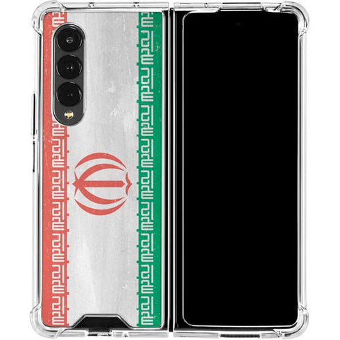 Iran Flag Distressed Galaxy Z Fold4 5G Clear Case