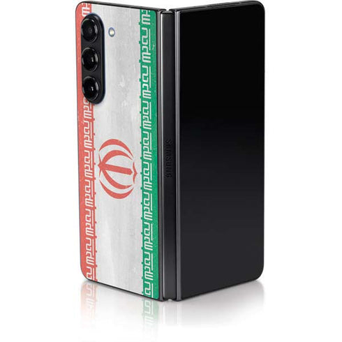 Iran Flag Distressed Galaxy Z Fold5 5G Skin
