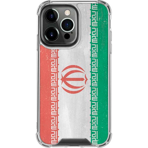 Iran Flag Distressed iPhone 15 Pro Clear Case
