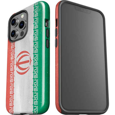 Iran Flag Distressed iPhone 15 Pro Impact Case