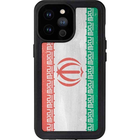 Iran Flag Distressed iPhone 14 Pro Max Waterproof Case