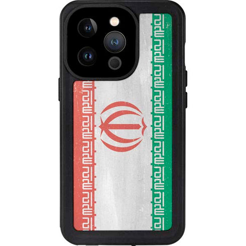 Iran Flag Distressed iPhone 14 Pro Waterproof Case