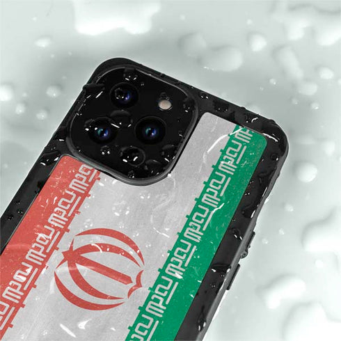 Iran Flag Distressed iPhone 14 Pro Waterproof Case