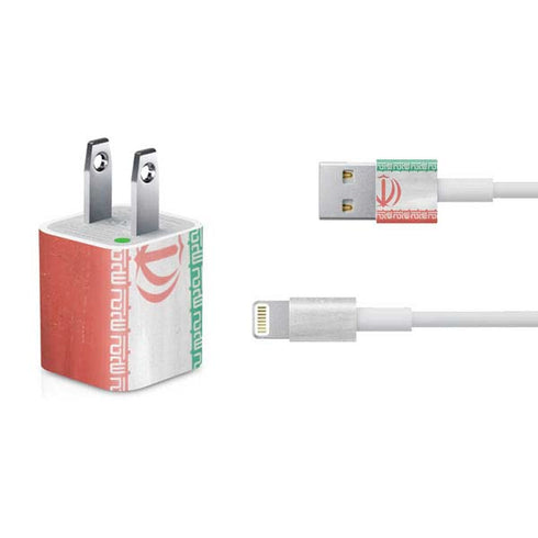 Iran Flag Distressed iPhone Charger (5W USB) Skin