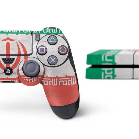 Iran Flag Distressed PS4 Console and Controller Bundle Skin