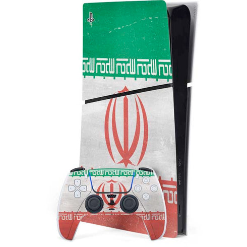 Iran Flag Distressed PS5 Slim Digital Edition Console Skin