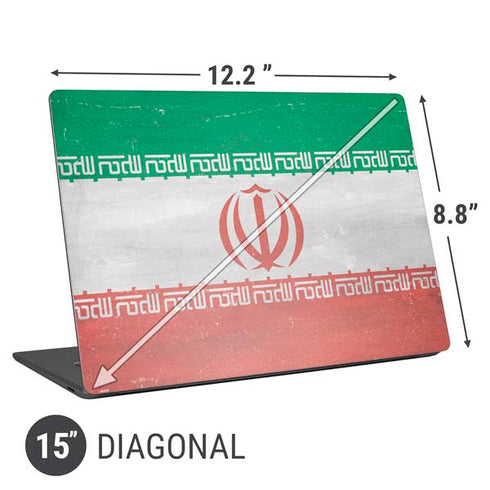 Iran Flag Distressed Universal Laptop 15in (12.2 x 8.8in) Skin