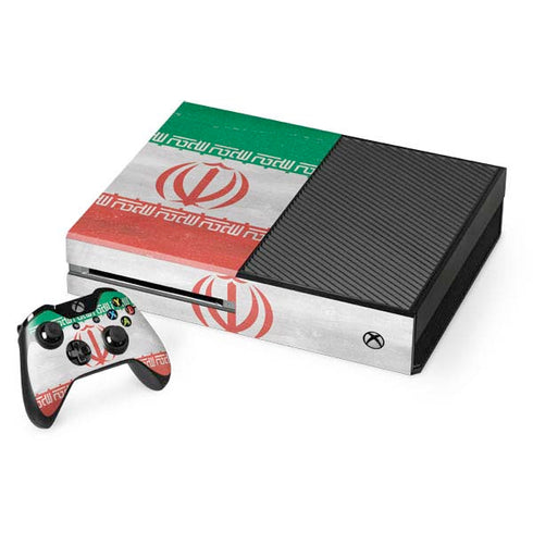 Iran Flag Distressed Xbox One Console and Controller Bundle Skin