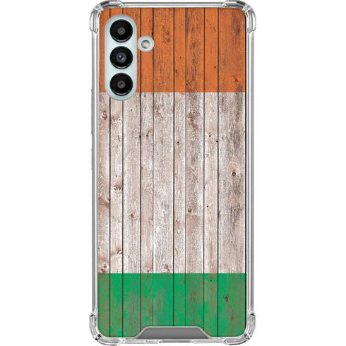 Ireland Flag Dark Wood Galaxy A13 5G Clear Case