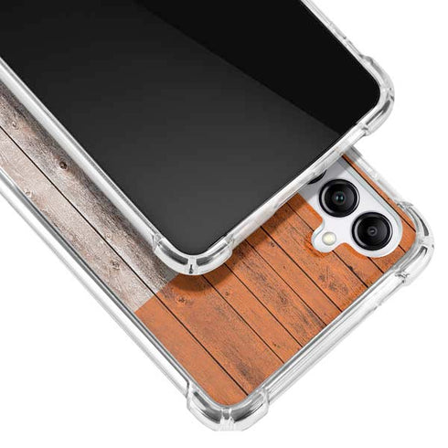 Ireland Flag Dark Wood Galaxy A14 5G Clear Case