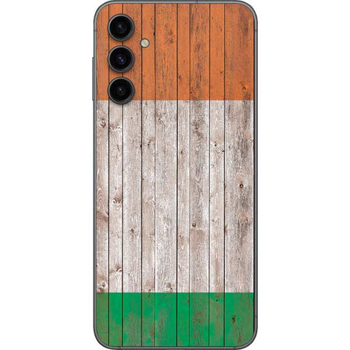 Ireland Flag Dark Wood Galaxy A14 5G Skin