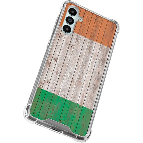 Ireland Flag Dark Wood Galaxy A15 5G Clear Case
