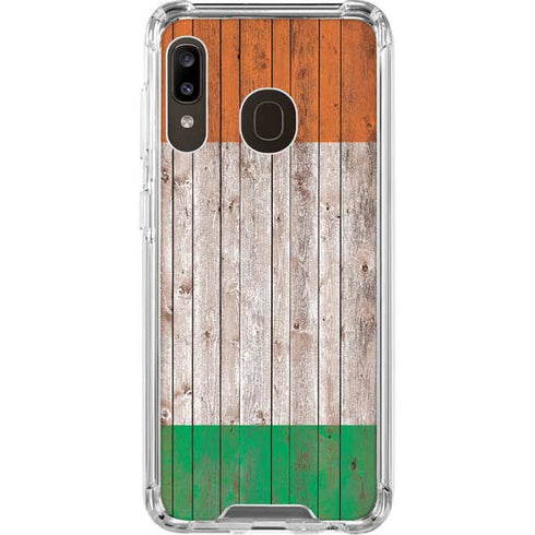 Ireland Flag Dark Wood Galaxy A30 Clear Case
