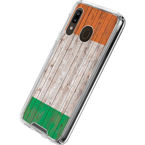 Ireland Flag Dark Wood Galaxy A30 Clear Case