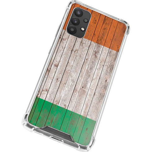 Ireland Flag Dark Wood Galaxy A32 5G Clear Case
