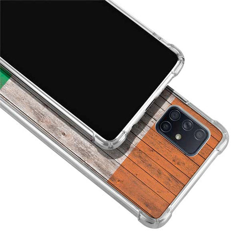 Ireland Flag Dark Wood Galaxy A51 5G Clear Case