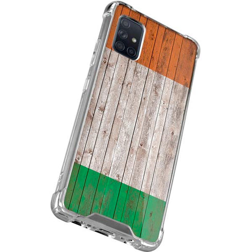 Ireland Flag Dark Wood Galaxy A51 5G Clear Case