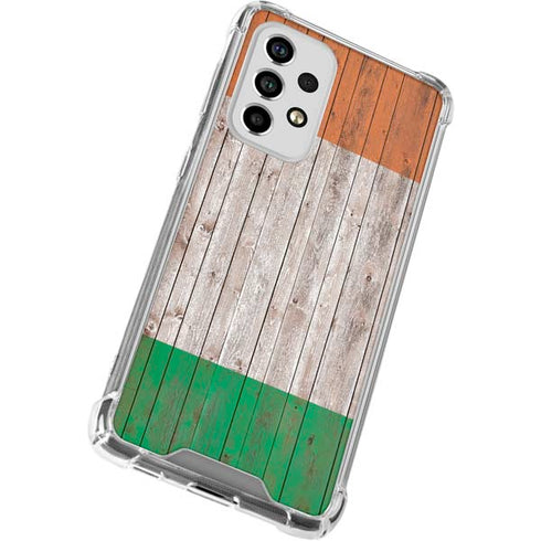 Ireland Flag Dark Wood Galaxy A53 5G Clear Case