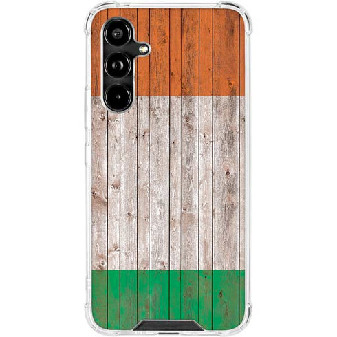 Ireland Flag Dark Wood Galaxy A54 5G Clear Case