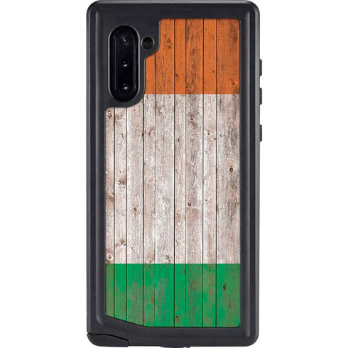 Ireland Flag Dark Wood Galaxy Note 10 Waterproof Case